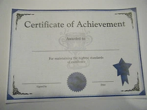 Blank Certificate of Achievement A4 - FREE UK POSTAGE - Picture 1 of 6