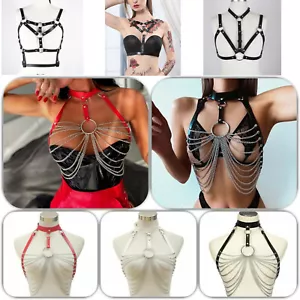 Sujetador SeXy Cuerpo Abierto Cadenas Arnés Fetiche Punk Goth Bondage BDSM Dessou - Imagen 1 de 14