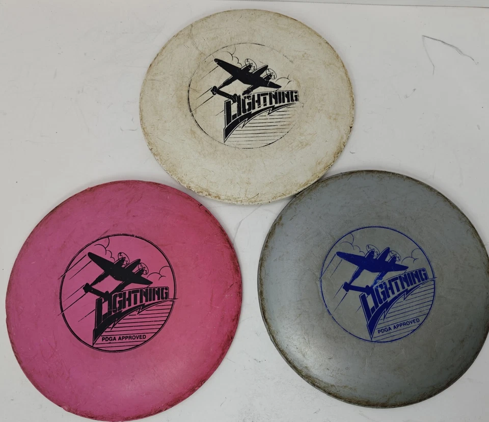 3 X 80s Lightning PDGA Disc Golf Red White Gray Used Vintage RARE  - Image 1 of 4