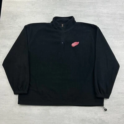 Vintage 90s Detroit Red Wings Quarter Zip Sweatshirt Size XXL Black NHL Hockey - Image 1 of 4
