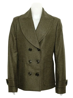 Abrigo Benetton Verde Guisante Mezcla Lana Oliva Doble Pecho Se Ajusta a Talla 8   Foto 1 de 4