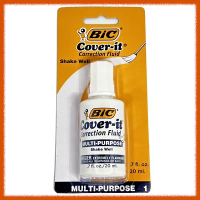 BIC WHITE OUT Cover-It Multi Purpose Pen & Ink Correction Fluid .7 fl oz (20ml) - Image 1 of 4