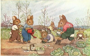 Vintage Postcard Gardening By Margaret Tempest Carton Charactered Card - Picture 1 of 2