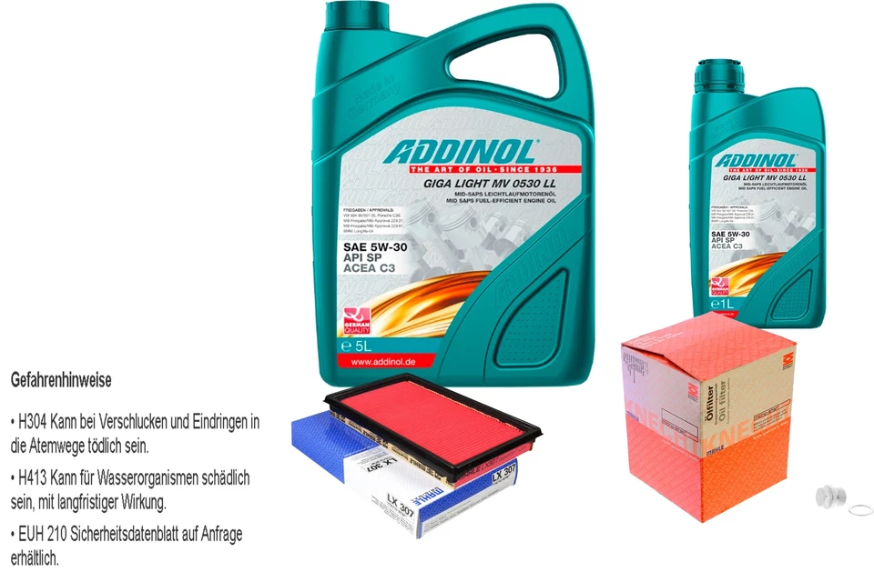 Mahle Inspection Set 6L Addinol Giga Lumière Mv 5W-30 pour Subaru Impreza Coupé - Photo 1/1