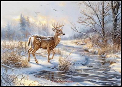 Whitetail Deer in Winter - Chart Counted Cross Stitch Patterns Needlework DIY - Image 1 of 2