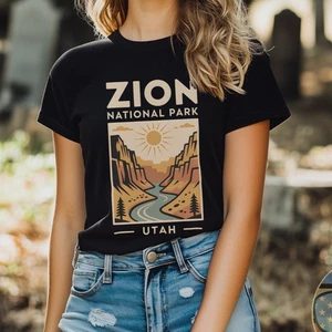 ZION Nationalpark Retro Vintage Classic Wandern Camping TShirt Sweatshirt - Bild 1 von 12