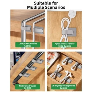 Easy Adjust Self Sticky Cable Holder Clips for Managing Thin Cables and Wires - Picture 1 of 18