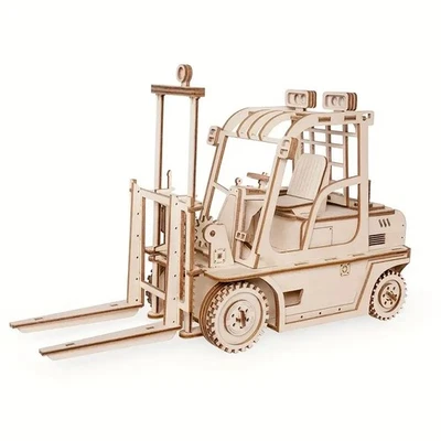 3D Wooden Puzzles Forklift Model Kit Assembly Toy - Yellow Wood, Manual... - Image 1 of 4