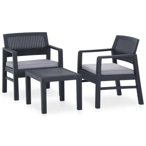Set Divani da Giardino con Cuscini 3 pz in Plastica Grigio 2325656 - Foto 1 di 5