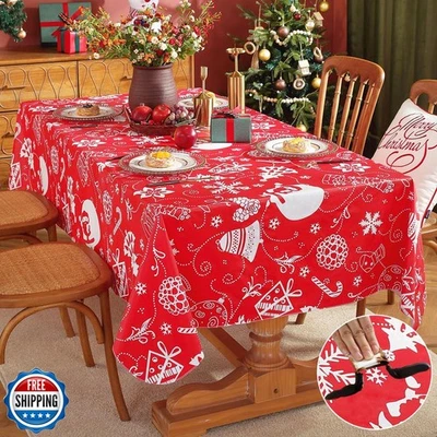 SASTYBALE Christmas Plastic Tablecloth Rectangle, Waterproof Viny - Image 1 of 4