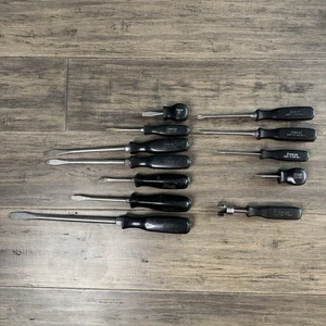 VTG Snap-on Tools USA 12pc RARE Black Handled SDD STD SSDP Screwdriver Set Lot - Foto 1 di 14