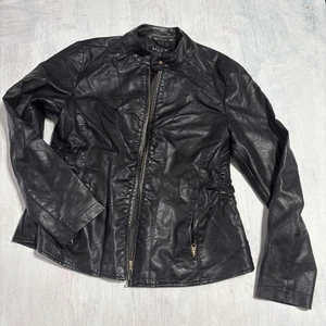 Baccini Jacke Damen Large schwarz Biker Moto Kunstleder durchgehender Reißverschluss - Bild 1 von 16