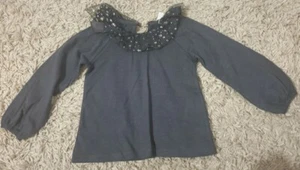 Zara Girl Grey Frilled Net Neck Top, 18-24 Months - Picture 1 of 3