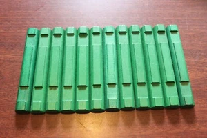 Lincoln Logs LOT 2 Notch Flat GREEN Wood Logs Huge Lot - 12 Base, Roof Pieces - Picture 1 of 1