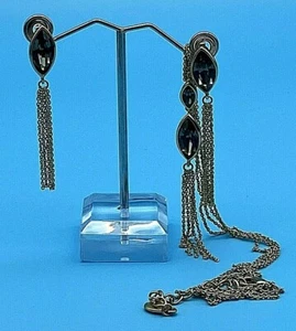Vintage Aurora Made With Swarovski Elements Pendant And Earrings Set Gold Metal - Picture 1 of 12