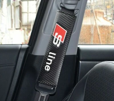 2X Sline s line Carbon Fiber look Seat Belt Shoulder Pads Cushion Cover ALL AUDI - Image 1 of 4