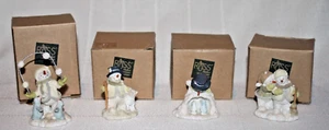 Lot - 4 RUSS BERRIE Handpainted SNOWMAN Figurine ICE SCULPTURE w Original BOXES - Picture 1 of 22