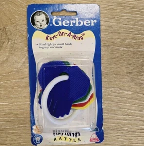 Vintage 1998 Gerber Baby Toy Keys On A Ring Rattle Primary Colors New - Picture 1 of 6