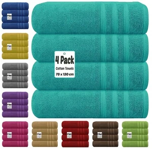 4X Bath Towels 100% Cotton Soft Large Size Hotel Beach Spa Big Bath Towel Set - Picture 1 of 49
