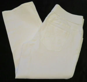 Maternity Announcements White Crop Pants Wide Elastic Waist Womens S 4/6 - Picture 1 of 8