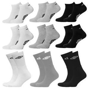 Umbro Mens Official Socks 6-11 Trainer Sports Black White Assorted 3 6 Pairs - Picture 1 of 7