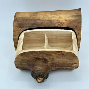 Vintage Naturholz Scheitholz Schmuckkästchen zwei Schubladen geknoteter Holzgriff Cottagecore - Bild 1 von 14