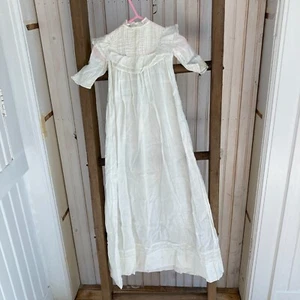 Antique Christening Gown Heirloom Estate Crafting Lace Fabric Baptismal Ivory - Picture 1 of 21