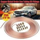 Brake Line Tubing Kit Universal Car 3/16In Od 25Ft Coil Roll+16Pcs Nuts Fittings