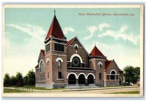 c1920 Exterior View First Methodist Church Alexandria Louisiana Vintage Postcard - Picture 1 of 2