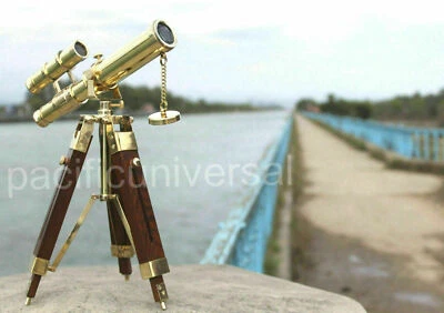 Antiguo Latón Mini Doble Cañón 10'' Telescopio Madera Trípode Nuevo Estilo Hecho a Mano Foto 1 de 4