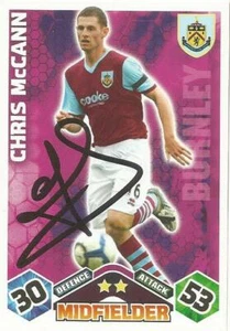 CHRIS McCANN SIGNED BURNLEY 2009/2010 MATCH ATTAX TRADING CARD+COA - Picture 1 of 1