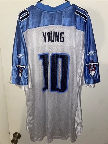 Vince Young 10 Tennessee Titans Reebok Men Jersey White Blue NFL Logo 2xl XXL Cover
