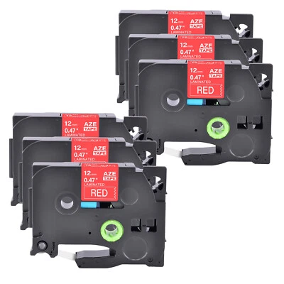 6PK Compatible Brother P-Touch TZ-435 TZe-435 Blanco sobre Cinta de Etiqueta Roja 12mm Foto 1 de 4