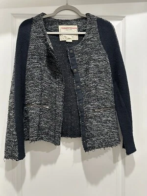 Chaqueta Suéter Anthropologie Cartonnier Glimmer Tweed Negra Gris Para Mujer’s Mediana Foto 1 de 4