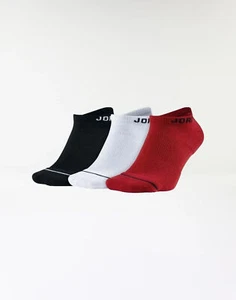 Jordan Jumpman No Show 3 Pk Unisex Sock MULTI Blk/Wht/Red SX5546-011 Sz Large - Picture 1 of 3