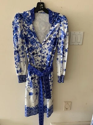 Alice + Olivia NWOT Blue Floral Shanley Cotton Shirt Dress Size2 - Image 1 of 3