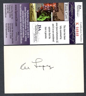 JSA Al Lopez  "El Señor" Autographed Signed AUTO Index Card HOF TRB 506 - Image 1 of 2