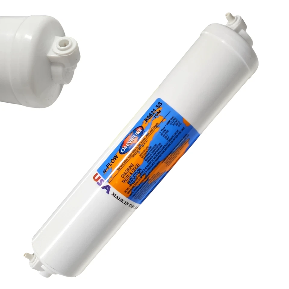 Omnipure K5621-SS Inline Carbon Block 1mic CTO/Lead/Cyst - 12 x 2.5 1/4 QC - Image 1 of 1