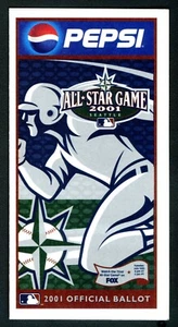 2001 MLB ALL-STAR BASEBALL GAME UNUSED FAN BALLOT @SEATTLE MARINERS SAFECO FIELD - Picture 1 of 3
