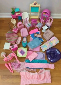 Vtg Barbie Mattel Parts Accessory Lot Furniture Chairs Chalkboard Tables Desk + - Picture 1 of 24