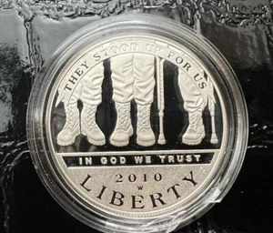 2010-W US American Veterans Disabled for Life Commemorative BU Silver Dollar - Picture 1 of 5