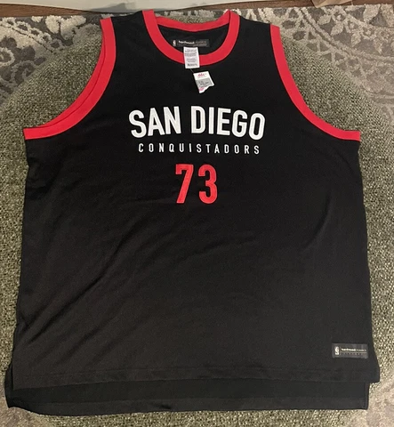 San Diego Conquistadors Wilt Reebok Hardwood Classics #73 ABA Jersey 4XL Black Cover