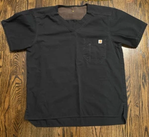 Carhartt scrub top men's medium black short sleeve ripstop - Picture 1 of 2