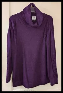 NEU ST. JOHNS BAY lockerer dunkellila Rollkragenpullover Pullover PM/M 44 $ - Bild 1 von 6