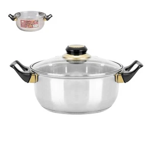 Horno holandés de acero inoxidable de cocina alpina 3Qt con tapa y soporte de vidrio templado - Imagen 1 de 1