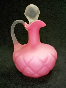 Antique Consolidated Glass Satin Pink Quilted Florette Cruet w/ Stopper 1890s - Picture 1 of 16