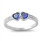 USA Seller Double Heart Baby Ring Sterling Silver 925 Jewelry Blue Sapphire CZ