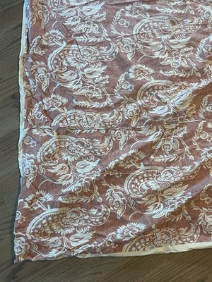 Pottery Barn Alessandra Full/Queen Duvet Cover Terra Cotta Red Cream Linen Blend - Image 1 of 4