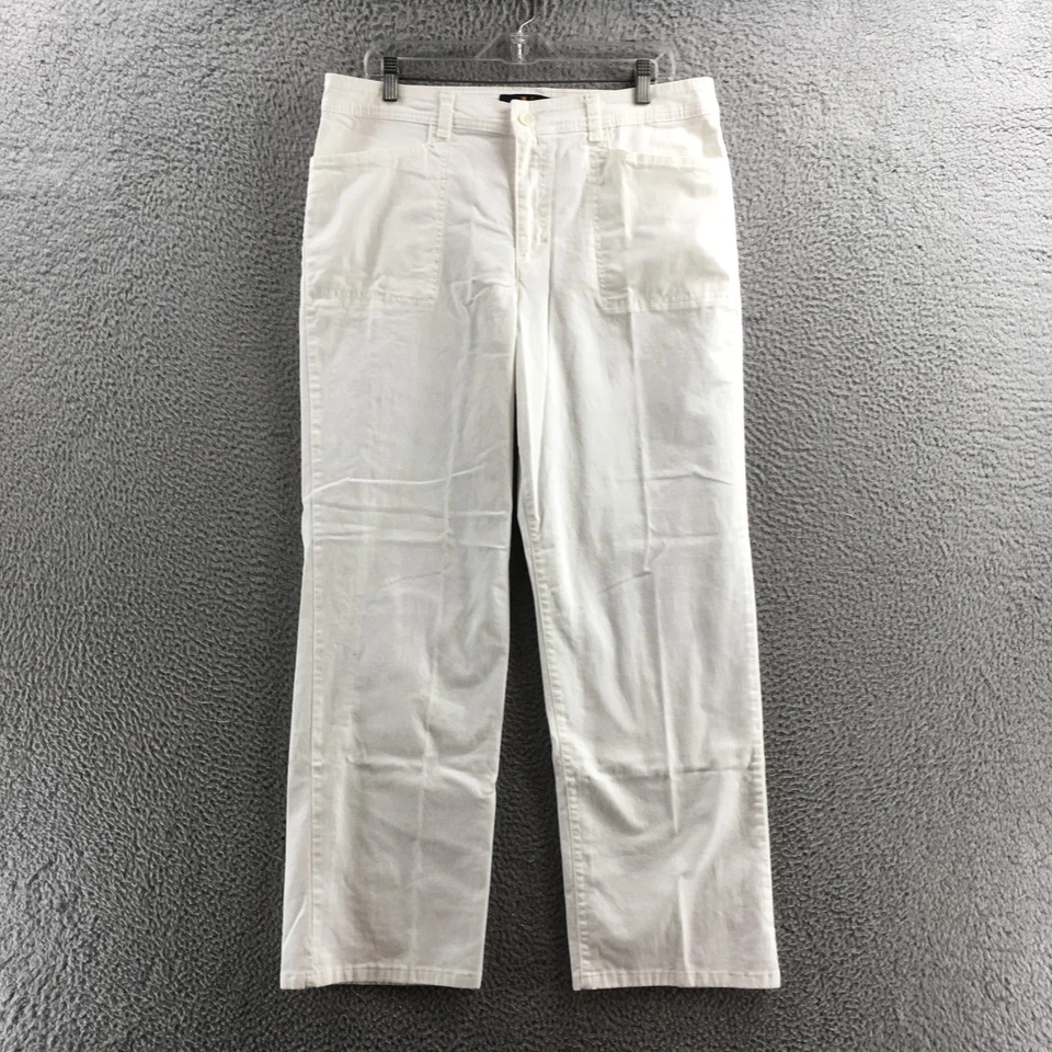 Pantalones cargo Gloria Vanderbilt para mujer 16 blancos mezcla de algodón tiro alto frente plano Foto 1 de 4