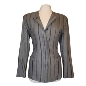 Gucci Vintage Años 80 Rayas Gris Negro Largo Botón Oculto Traje Blazer Chaqueta 6 - Imagen 1 de 10